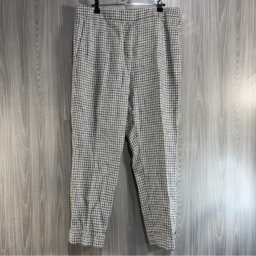 Ann Taylor Houndstooth‎ Ankle High Rise Black White Business Office Pants Sz 10